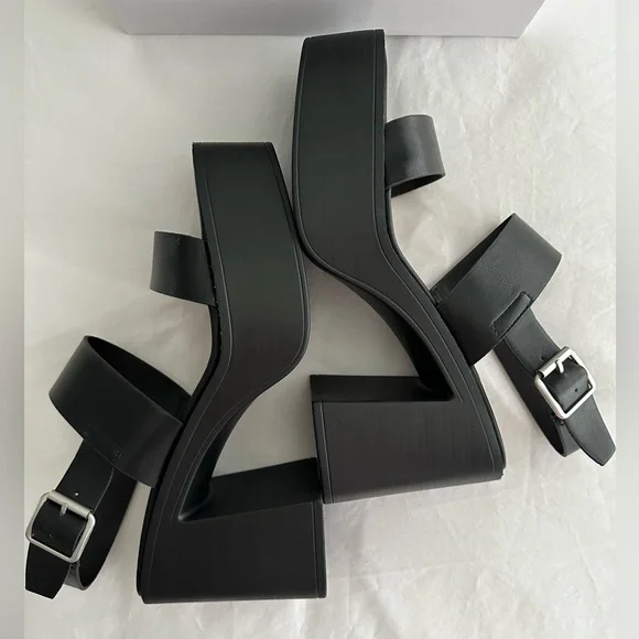 NEW Bamboo Sandals, 2 straps buckle, 1.5 inch platform and 4 inch heel, b… - Picture 6 of 9